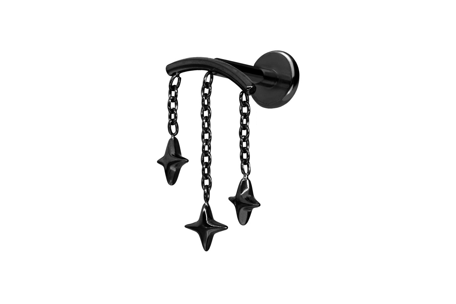Titan Labret Piercing mit Push Fit BOGEN + 3 STERNE